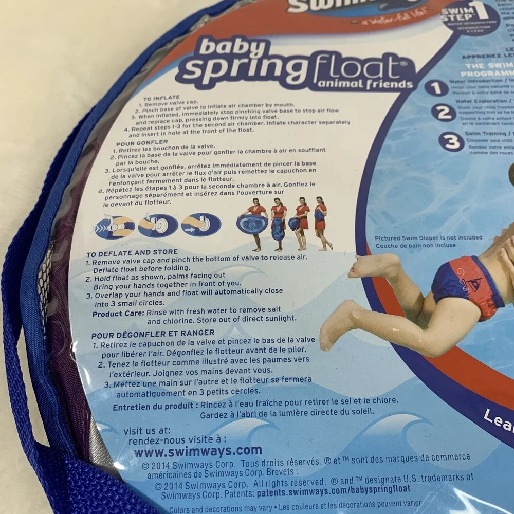 SwimWays Inflatable Baby Spring Pool Float Animal Friends‎ Huggable Hippo Canopy